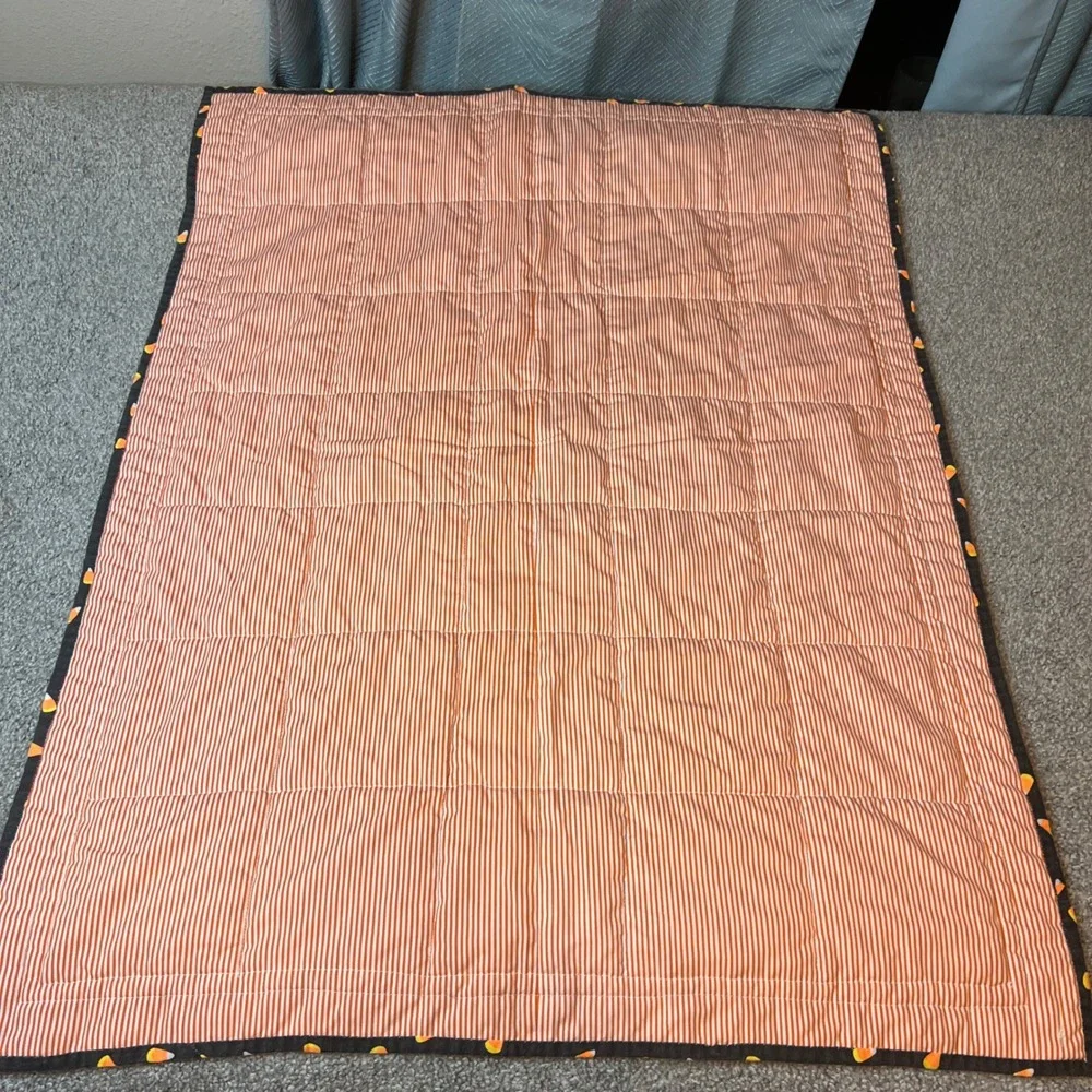 vtg Handmade quilt Autumn Scarecrow Throw Blanket fall‎ patchwork cozy harest